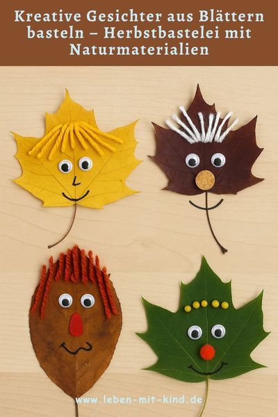 Kreative Gesichter aus Blättern basteln – Herbstbastelei mit Naturmaterialien