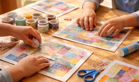 Bastelpapier mit Washitape gestalten – eine einfache Mitmachidee für Kinder