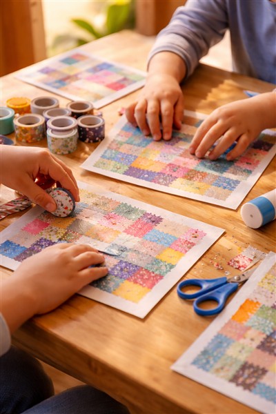 Bastelpapier mit Washitape gestalten – eine einfache Mitmachidee für Kinder