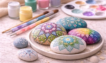 Mandala-Steine mit Kindern gestalten - Konzentration durch Punkt für Punkt