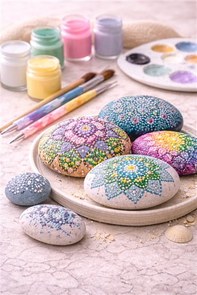 Mandala-Steine mit Kindern gestalten - Konzentration durch Punkt für Punkt