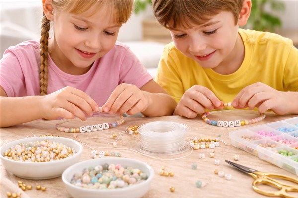 Perlenarmbänder mit Namen basteln