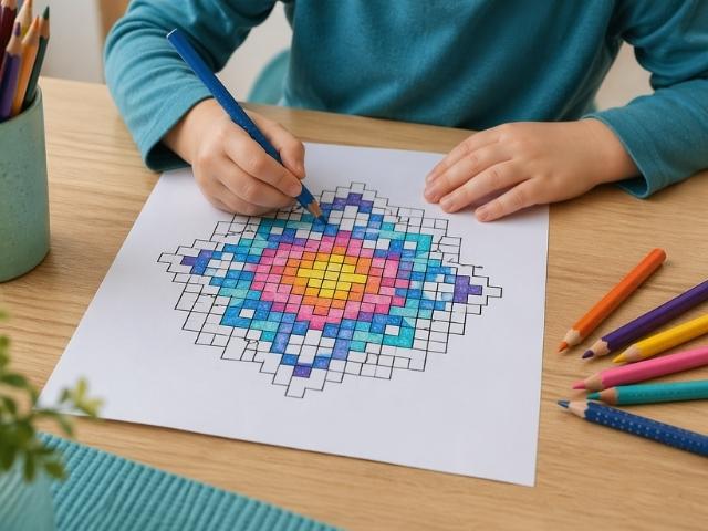 Pixel-Mandalas für Kinder – klare Muster, die einfach funktionieren